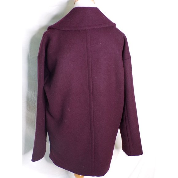 🆕NORDSTROM Double Breasted Elongated Peacoat Burgundy Small - Picture 11 of 13